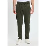 Erkek Regular Fit Klasik Kesim Beli Lastikli Bağcıklı Koyu Haki Jogger Pantolon