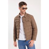 Erkek Regular Fit Klasik Kesim Çift Cepli Çıtçıt Kapamalı Kahverengi Mont