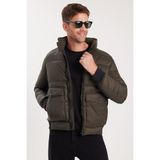 Erkek Regular Fit Klasik Kesim Çift Cepli Lastikli Dik Yaka Haki Mont