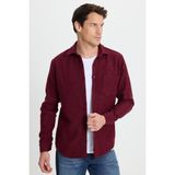 Erkek Regular Fit Klasik Kesim Düz Cepli Koyu Bordo Oduncu Gömlek