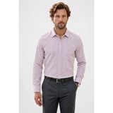 Erkek Regular Fit Klasik Kesim Oversize %100 Pamuk Keten Doku Bordo Gömlek