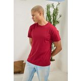 Erkek Regular Fit Kol Kısa Bordo T-Shirt C0T1N5 BORDO XL