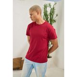 Erkek Regular Fit Kol Kısa Bordo T-Shirt C0T1N5
