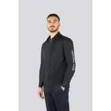 Erkek Regular Fit Kolunda Logo Baskı Desenli Uzun Kollu Siyah Gömlek 25413505-011