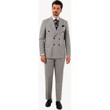 Erkek Regular Fit Kruvaze Takım Elbise - Gri - 52 / 6