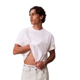 Erkek Regular Fit Pamuklu Göğüste CK Logolu Bisiklet Yaka Kısa Kollu Beyaz T-Shirt LV04LD224G-YAF