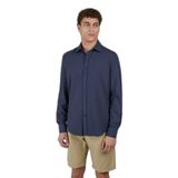 Erkek Regular Fit Pamuklu Kesik Yaka Uzun Kollu Lacivert Gömlek 25413012CF-013