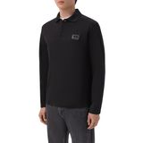 Erkek Regular Fit Pamuklu Logo Etiketli Uzun Kollu Siyah Polo Yaka T-Shirt 16311728-11D