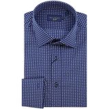 Erkek Regular Fit Pamuklu Mikro Desenli Düğmeli Uzun Kollu Lacivert Gömlek 25413204CF-G09