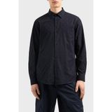Erkek Regular Fit Pamuklu Tüm Yüzeyde Ton Sür Ton Logolu Uzun Kollu Lacivert Gömlek XM000197 AF12179-UB101