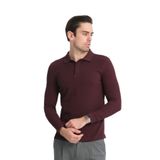 Erkek Regular Fit Polo Yaka Basic Sweatshirt Damla Örğülü Bordo L