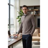 Erkek Regular Fit Polo Yaka Sweatshirt Waffle Desenli Kıvrılmaz Yaka Metalik M