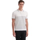 Erkek Regular Fit Polo Yaka Triko Tişört 3012 - Ekru - M
