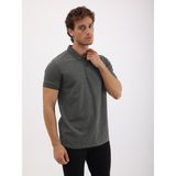 Erkek Regular Fit Polo Yaka Waffle Basic Tişört - Antrasit - XL