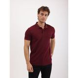 Erkek Regular Fit Polo Yaka Waffle Basic Tişört - Bordo - M