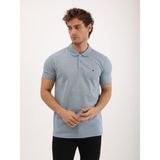 Erkek Regular Fit Polo Yaka Waffle Basic Tişört - Mavi - 2XL