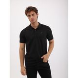 Erkek Regular Fit Polo Yaka Waffle Basic Tişört - Siyah - M