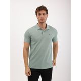 Erkek Regular Fit Polo Yaka Waffle Basic Tişört - Su Yeşili - M
