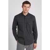 Erkek Regular Fit Rahat Kesim Çift Cepli Spor Yaka Denim haki Gömlek