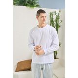 Erkek Regular Fit Uzun Kol Beyaz T-Shirt C3T1N5 BEYAZ L