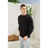 Erkek Regular Fit Uzun Kol Siyah T-Shirt C3T1N5 - M