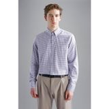 Erkek Regular Fit Uzun Kollu Desenli Gömlek Yaka Beyaz-Turuncu-Mavi Gömlek 14313152R-S72