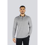 Erkek Regular Fit Uzun Kollu Yakası Desenli Gri Polo Yaka T-Shirt 50531352-342