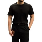 Erkek Regular Fit Yüksek Kalite%100 Pamuk Basic Tişört 24/1 Siyah M