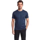 Erkek Regular Fit Yuvarlak Çizgili Yakalı Metalik Logo Detaylı Kısa Kollu Bej T-Shirt 26411008SM-348