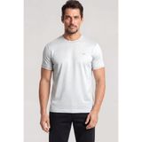 Erkek Regular Fit Yuvarlak Çizgili Yakalı Metalik Logo Detaylı Kısa Kollu Mavi T-Shirt 26411008SM-394