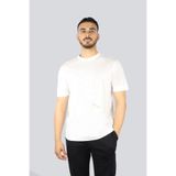 Erkek Regular Fit Yuvarlak Yaka Dikiş Nakışlı Kısa Kollu Beyaz T-Shirt EM001023 AF13747-M0133
