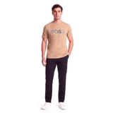 Erkek Regular Fit Yuvarlak Yakalı Logo Detaylı Pamuklu Kısa Kollu Bej T-Shirt 50565630-260