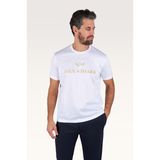 Erkek Regular Fit Yuvarlak Yakalı Logo İşlemeli Pamuklu Kısa Kollu Beyaz-Altın T-Shirt 26411017-10E