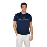 Erkek Regular Fit Yuvarlak Yakalı Logo İşlemeli Pamuklu Kısa Kollu Lacivert-Gold T-Shirt 26411017A-13E