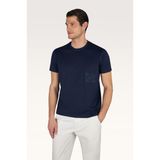 Erkek Regular Fit Yuvarlak Yakalı Logo İşlemeli Pamuklu Kısa Kollu Lacivert T-Shirt 26411031A-013