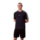 Erkek Regular Fit Yuvarlak Yakalı Omuzları Şerit Çizgili Kısa Kollu Lacivert T-Shirt LVGMS6K103-0PP