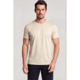 Erkek Regular Fit Yuvarlak Yakalı Pamuklu Logo İşlemeli Kısa Kollu Bej T-Shirt 26411049-348