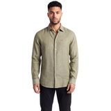 Erkek Regular Fit%100 Keten Kartal Logolu Uzun Kollu Bej Gömlek EM000099 TE10157-O1002