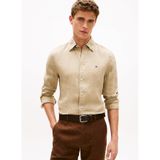 Erkek Regular Fit%100 Keten Logo İmzalı Uzun Kollu Haki Gömlek MW0MW41530-RBT