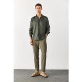 Erkek Regular Fit%100 Lyocell (Tencel™) Gömlek - Haki HAKİ