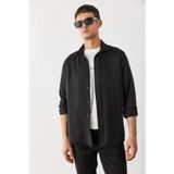 Erkek Regular Fit%100 Lyocell (Tencel™) Gömlek - Siyah SİYAH