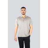 Erkek Regular Fit%100 Organik Pamuklu Desenli Kısa Kollu Bej Polo Yaka T-Shirt 25411278-266