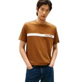 Erkek Regular Fit%100 Pamuklu Yuvarlak Yakalı Logo İşlemeli Kısa Kollu Kahverengi T-Shirt MW0MW41765-GWP