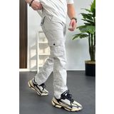 Erkek Regular Kargo Cepli Pantolon Kırık Beyaz Edw232