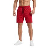 Erkek Regular Yüksek Baskılı İnce Yazlık Spor Şortu (Kırmızı, XL)
