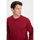 Erkek Relax Fit Rahat Kesim %100 Pamuk 2 İplik Bisiklet Yaka Bordo Sweatshirt