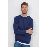 Erkek Relax Fit Rahat Kesim %100 Pamuk 2 İplik Bisiklet Yaka Lacivert Sweatshirt