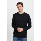 Erkek Relax Fit Rahat Kesim %100 Pamuk 2 İplik Bisiklet Yaka Siyah Sweatshirt