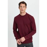 Erkek Relax Fit Rahat Kesim Uzun Kollu Ekstra Yumuşak Bisiklet Yaka Bordo Sweatshirt