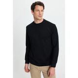 Erkek Relax Fit Rahat Kesim Uzun Kollu Ekstra Yumuşak Bisiklet Yaka Siyah Sweatshirt